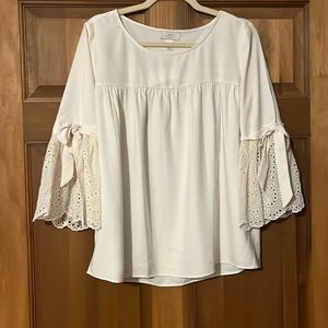 White 3/4 flared sleeve blouse, LOFT